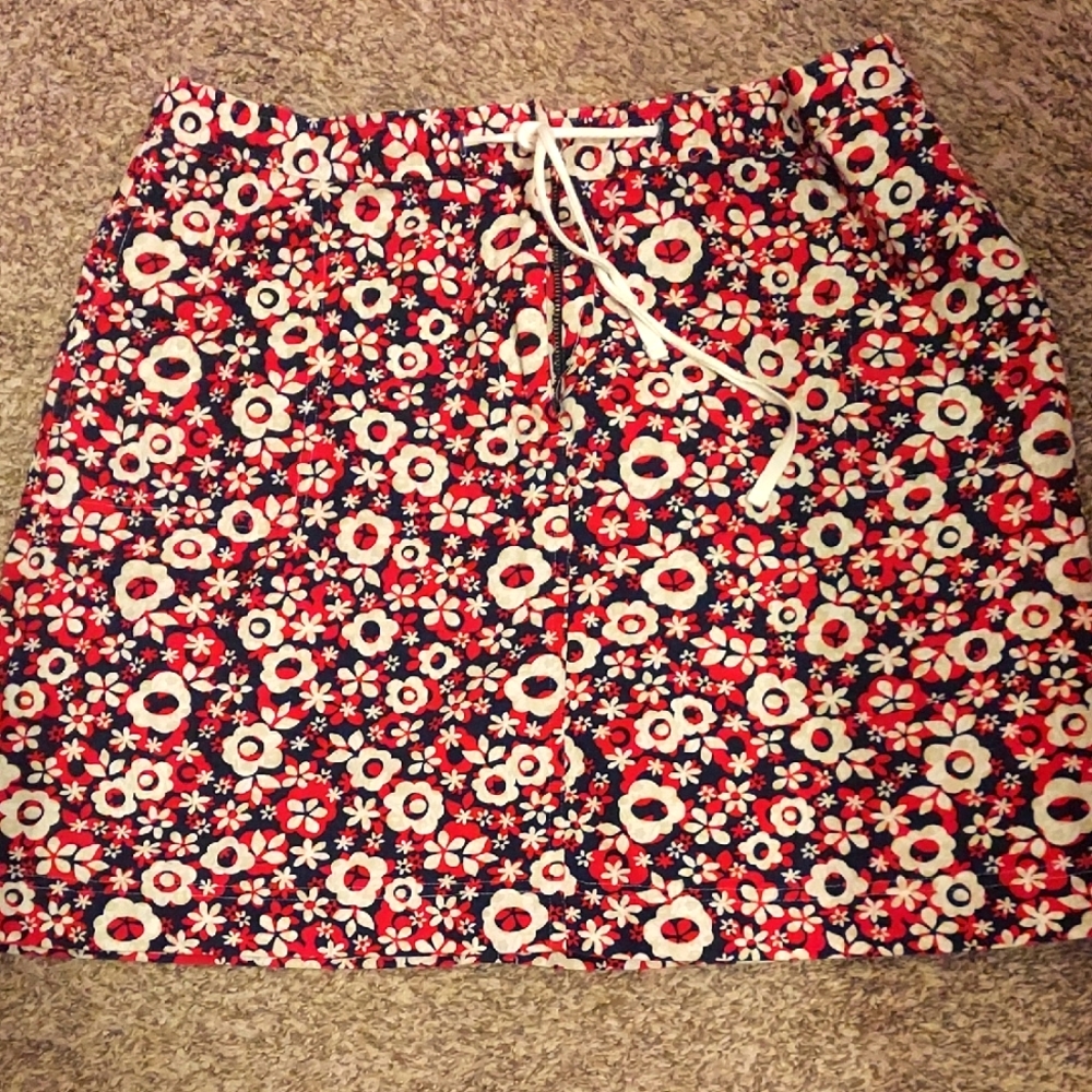 Christopher & Banks Red A-line Mini Skirt with Tie Front